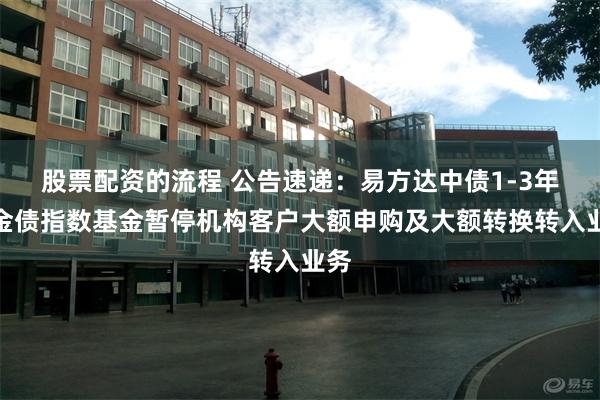 股票配资的流程 公告速递：易方达中债1-3年政金债指数基金暂停机构客户大额申购及大额转换转入业务