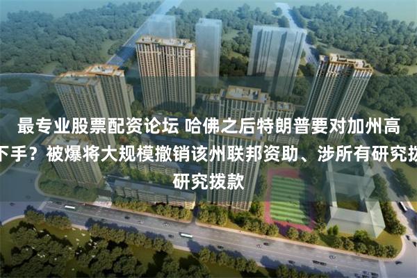 最专业股票配资论坛 哈佛之后特朗普要对加州高校下手？被爆将大规模撤销该州联邦资助、涉所有研究拨款