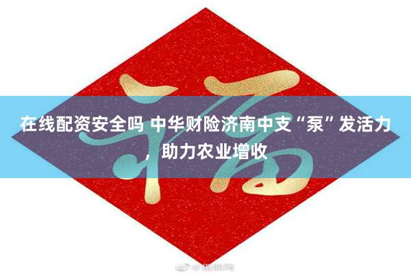 在线配资安全吗 中华财险济南中支“泵”发活力，助力农业增收